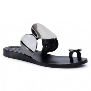 Women's Black Sandal with Silver Accents